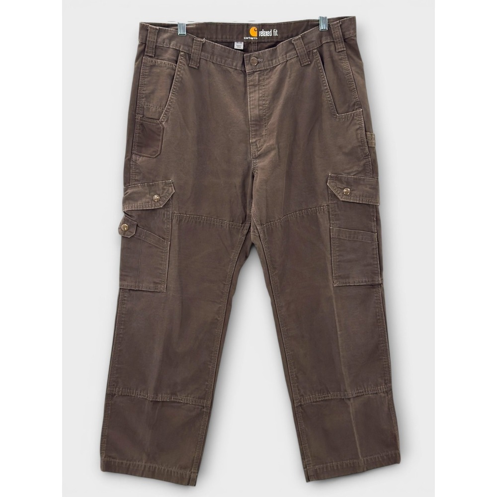 Carhartt Cargo Pants Mens 38x30 Brown Relaxed Fit Ripstop B342 DFE Construction